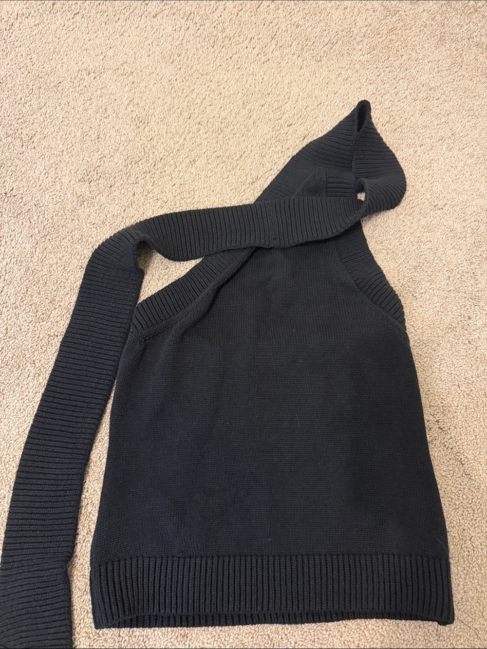 Reformation Black One-Shoulder Knit Tank